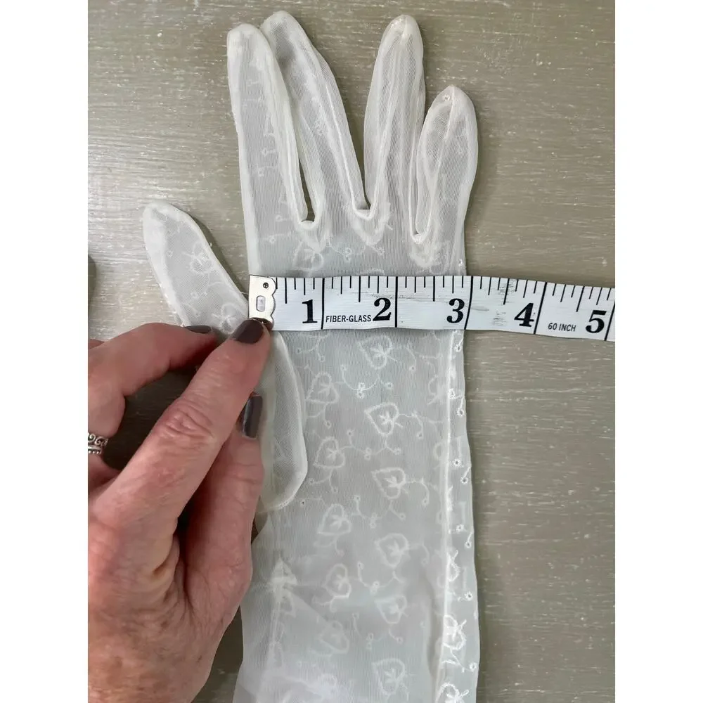 Vintage 70's Semi-Sheer Embroidered Dress Gloves